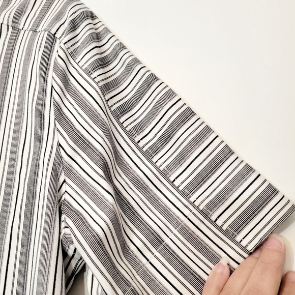 Per Se by Carlisle Black & White Striped Jasmine Italian Cotton Top in  Size 10 - Picture 6 of 9